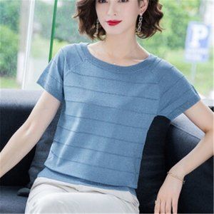 T shirt Womens short sleeved thin knit top